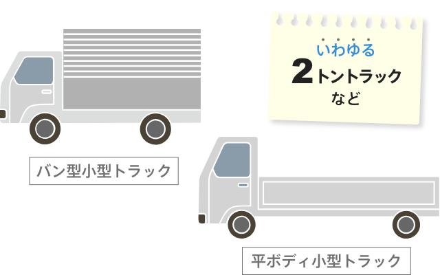 バン型小型トラック・平ボディ小型トラック　いわゆる2トントラックなど